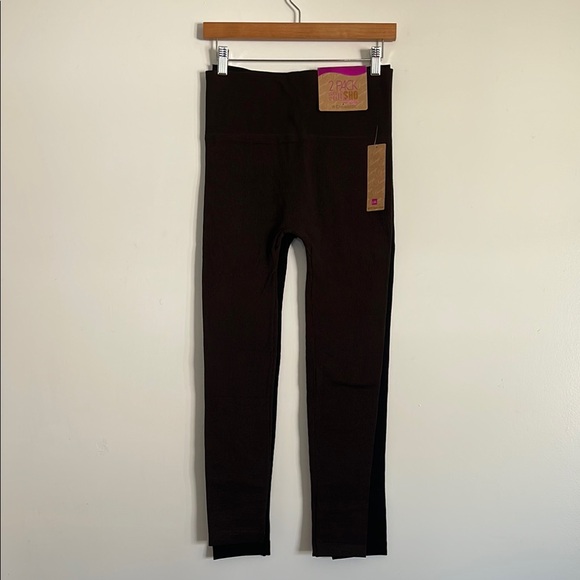 Sho Sho Lounge Black & Brown Seamless High Waisted Casual Leggings 2 Pack Set - Picture 2 of 11